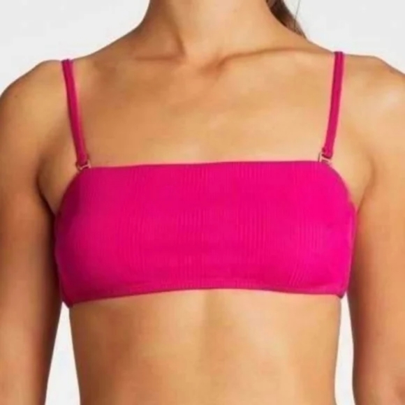 Vitamin A Mila Convertible Bandeau Bikini Top Luciana Bottoms Hot Pink Malaia - Picture 4 of 11